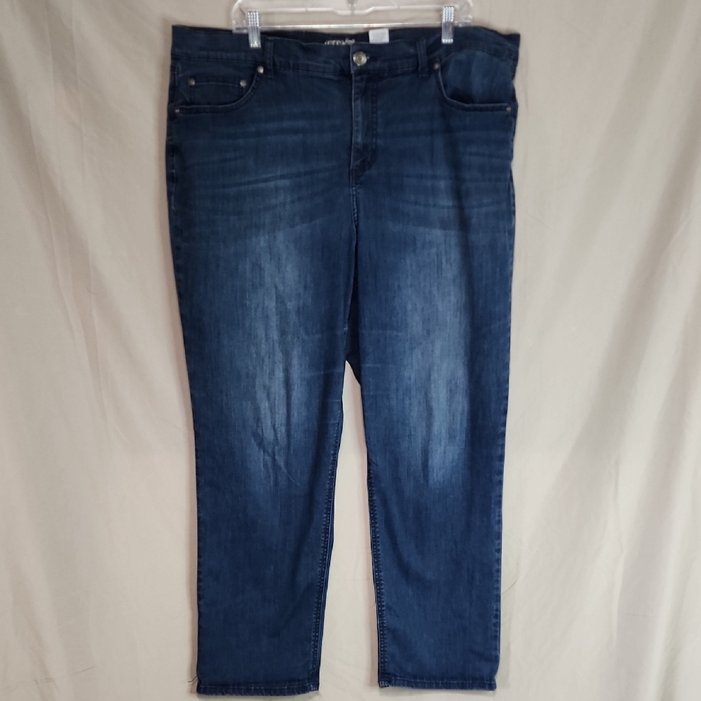 Terra & Sky Women's Dark Blue Straight Leg Jeans